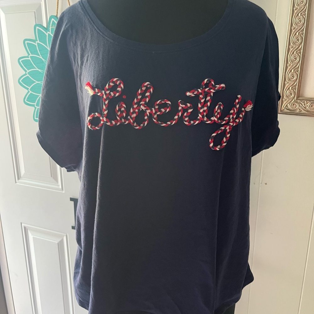 Lane Bryant Black Red Embellished Oversized T-Shirt